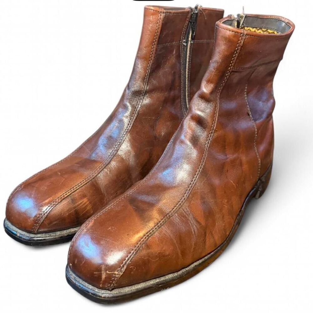 Vintage Thorogood American Heritage Safety Toe Boots Brown Leather Mens 11E USA